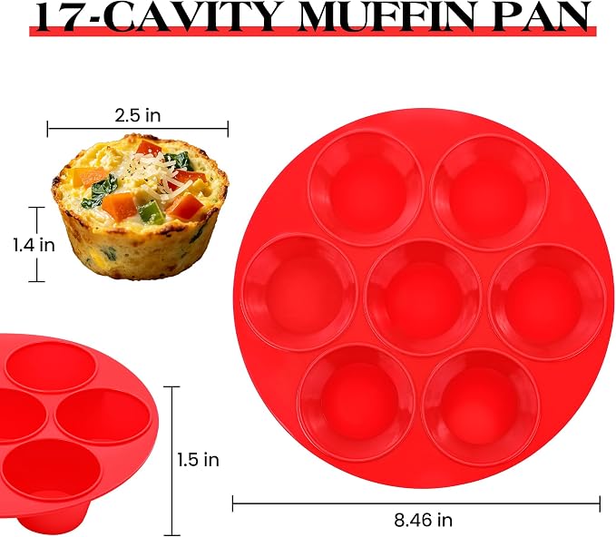 CAKETIME Silicone Muffin Pans for Air Fryer, Oven Baking Nonstick | Food-Grade, for Egg Bites, Muffins, Cupcakes, Mini Quiche 2 Pack