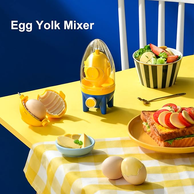 Egg Scrambler Shaker, Yolk Mixer, Portable Golden Egg Maker, Manual Egg Shaker, Egg Spinner Scrambler, Egg White and Yolk Spinning Mixer with Pull Rope to Make Hard Boiled Golden Eggs
