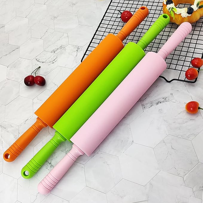1 PCS 48.5cm Silicone Dough Roller Large Size Non-stick Rolling Pin Colorful Pastry Tool Pastry Dough Flour Kitchen Dumpling Pin