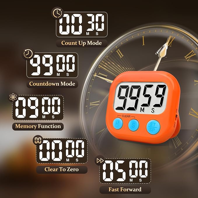 24 Pack Digital Kitchen Timer Small Classroom Timers for Kids Teachers (Orange&Green)