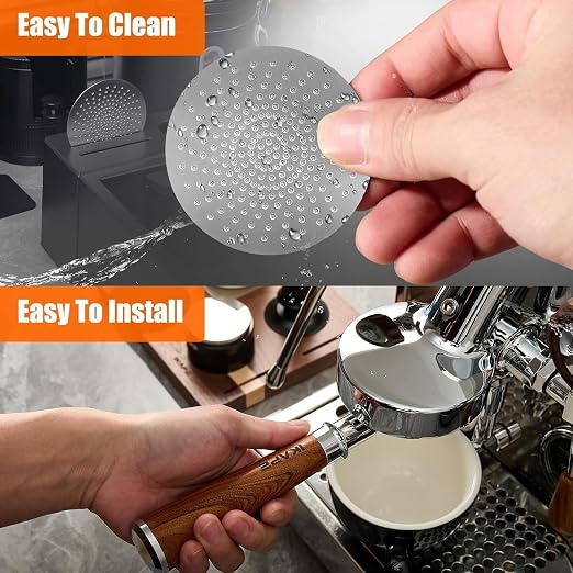 IKAPE Magnetic Dosing Funnel Set, 58MM Espresso Dosing Ring & Puck Screen Kit Compatible with 58 mm Bottomless Portafilter - with 10 Small Magnet (Black)