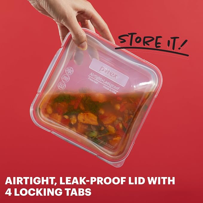Pyrex Freshlock (5-Pack, 4 Cup) Glass Food Storage Containers Set | Meal prep containers with BPA-free plastic airtight locking lids, freezer, dishwasher, & microwave safe
