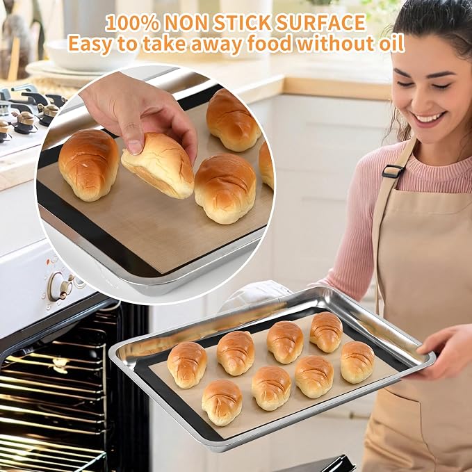 Luckyiren Silicone Baking Mat Set, Non-Stick Reusable Food-Grade Oven Liners, Half Sheet Size 16.54 x 11.62 Inch, Grey, 2 Pack