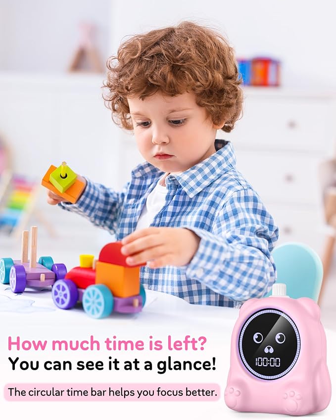 Visual Timer for Kids, 100 Min Digital Timer with Paused, Rechargeable Countdown/Up Timers, 3 Alarm, Silent, Vibrate & Sound Mod, Productivity Timers for ADHD, Classroom, Teacher, Exercise, Study