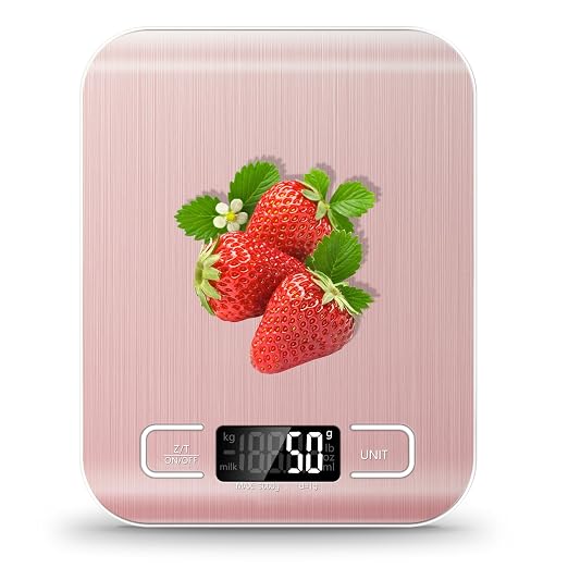 Food Scale, 11lb Kitchen Scale, 0.05oz/1g Weight Grams and Ounces, Pink | 6 Conversion units,Automatic overload,Low battery warning modes,2*AAA Batteries,for Baking, Cooking,Dieting and Meal Prep