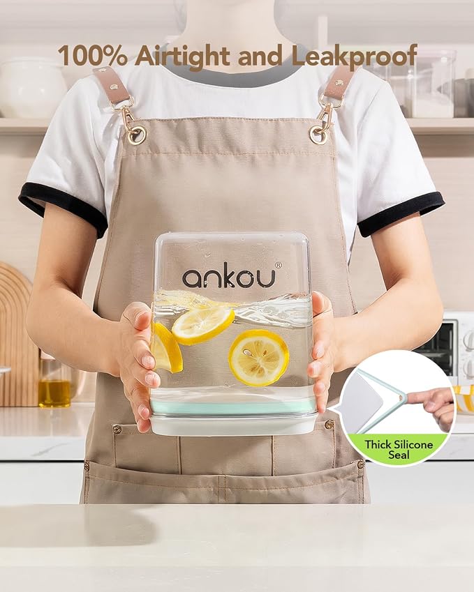 Food Storage Container Sets, 2.8 Qt + 4.2 Qt *2 Airtight Canisters with Lids and 130ml Scoop, BPA-Free Plastic Pantry Containers for Flour, Sugar, Rice