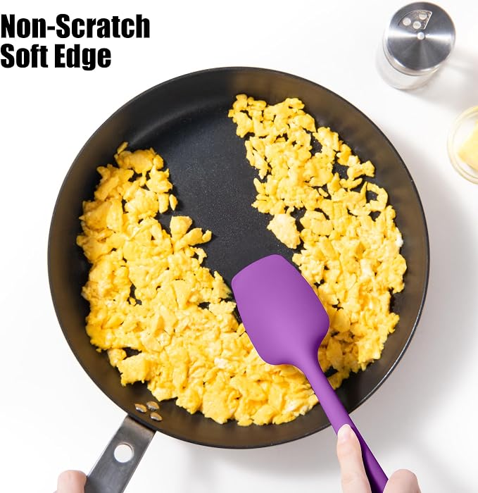 Heat Resistant Silicone Spoon Spatulas, Doosu 600°F High Temp Flexible Cooking Spoons Kitchen Spoonula Scratch-Proof for Mixing Stirring Scraping Serving Non-Stick Cookware (Set of 3, Multi-3)