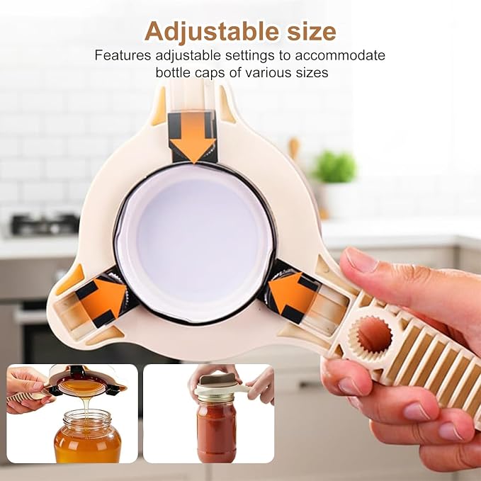 2 Pcs 2026 New 4-in-1 Jar Opener-Adjustable Stainless Steel Lid Remover for Seniors & Arthritis,Non-Slip Grip Fits 1″-3.5″Jars,Bottles & Cans(Black)