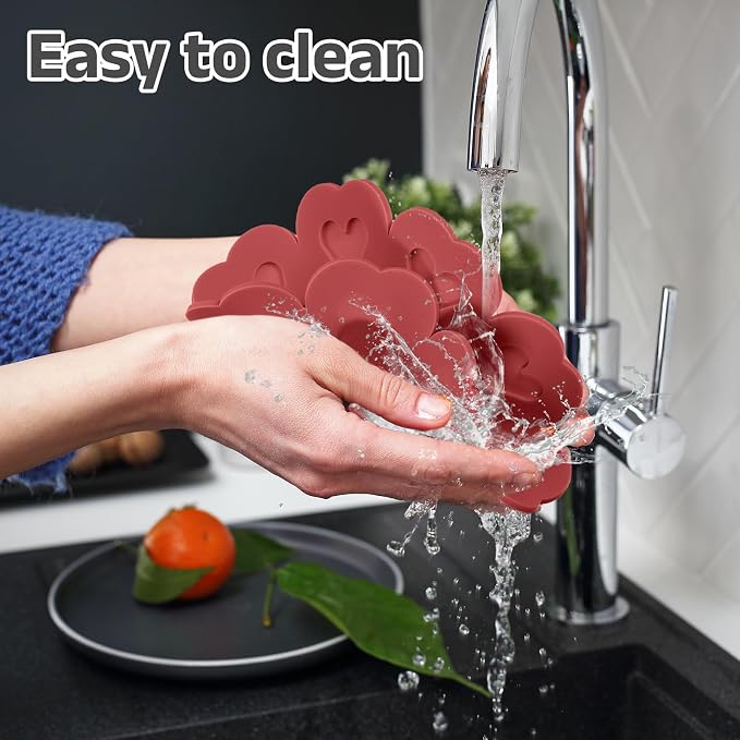 uxcell 2Pcs Silicone Trivet Mats, Flower Pattern Silicone Pad Hot Pad Pan Protectors Table Protector Heat Resistant Mat for Countertop, Hot Dishes, Hot Pots and Pans, Red