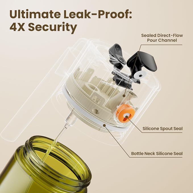 LAKUMIQI 2 in 1 Oil Sprayer for Cooking, 17oz | Light-Blocking Glass Spray Bottle with Stickers, Oil Dispenser for Salad, Air Fryer & BBQ