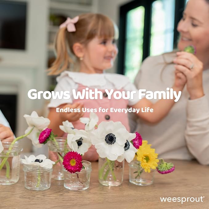 WeeSprout Baby Food Storage Glass Jars w/Lids (4 oz, 6 Pack) Pastel Variety, Snack, Reusable Small Containers, Fridge or Freezer, Microwave & Dishwasher Safe, Essentials for Infants