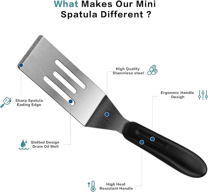 Small Spatula Professional Mini Serving Spatula, 2 Pieces Stainless Steel Metal Spatulas Set, Cutter and Serve Turner for Kitchen, Flipping or Cooking for Brownie, Cookie, Lasagna, Pancakes or Cake