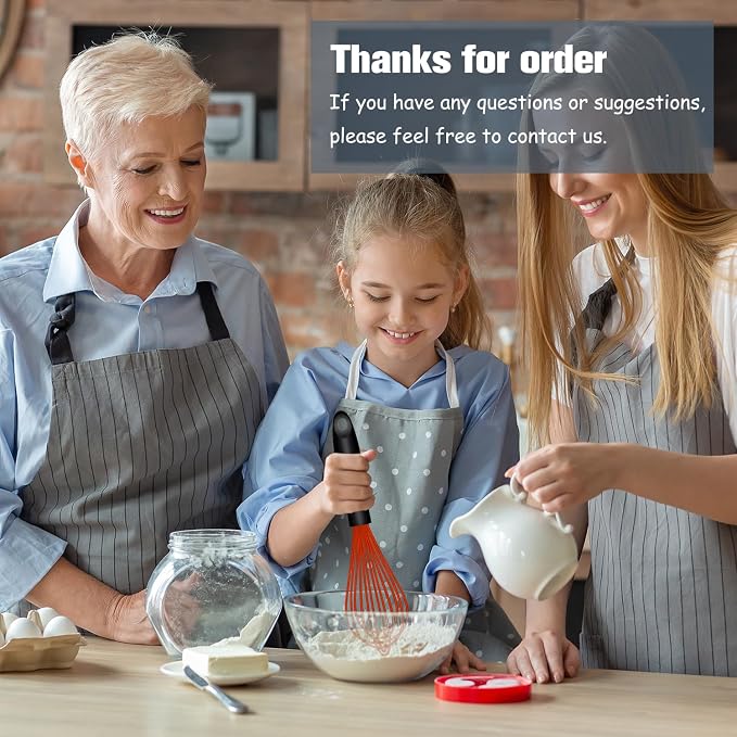 OYV Dishwasher Safe Multicolor Silicone Whisk, Sealed Waterproof Design Set of 3, Professional Kitchen Whisks for Cooking Non-Scratch, Silicone & Stainless Steel Whisk, Heat Resistant Egg Beater