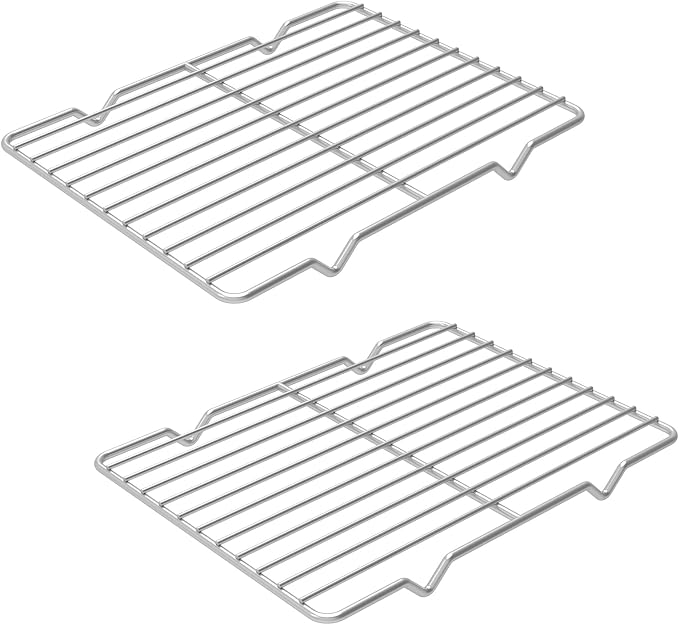 Linkidea Metal Grate Cooling Rack Pack of 2, Stainless Steel Baking Cooling Rack Rectangle 7.8'' x 10.2'', Oven Safe Grid Wire Racks for Roasting Disposable Pan (Silver)