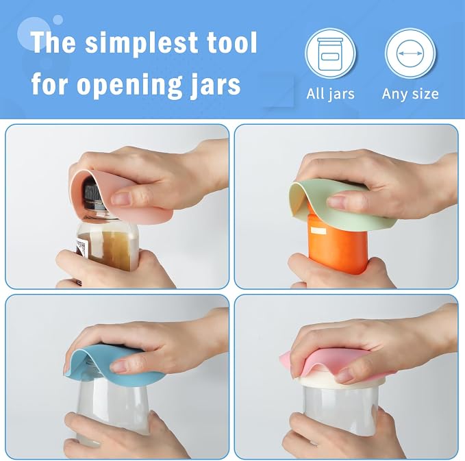 Aixoom Rubber Jar Opener Pads Set of 4, Non-Slip Gripper Pads for Jars | Light Color Design, For Seniors & Weak Hands, Heat-Resistant Trivet, Kitchen Coaster & Jar Lid Grip(Circle, Light Color)