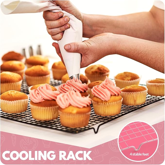 2 PCS Cooling Racks for Cooking and Baking, 16x10 Inches Stainless Steel Cooling Rack, Sheet Pan with Wire Rack for Baking Sheet, Bacon Rack Oven Safe Fits Jelly Roll Sheet Pan