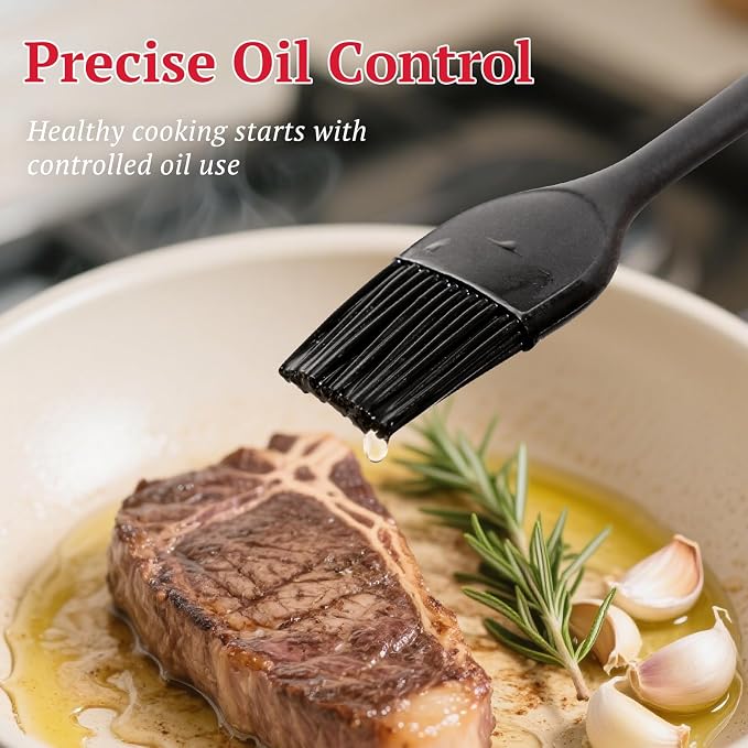 2Pcs Basting Brush, BPA-Free Pastry Brushes Heat Resistant Cooking Brush for Baking, Nonstick Silicone Brushes, Healthy One-Piece Design Oil Brush for Cooking Outdoor Barbecue Utensils