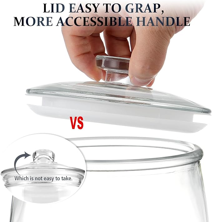 Folinstall Wide Mouth Glass Jar with Airtight Lid, 1/2 Gal Clear Container | 72oz Apothecary Jar for Cookie, Candy, Sugar, Flour, Sourdough Starter, Dog Food, Laundry Pods, Kitchen, Pantry, and Bathroom