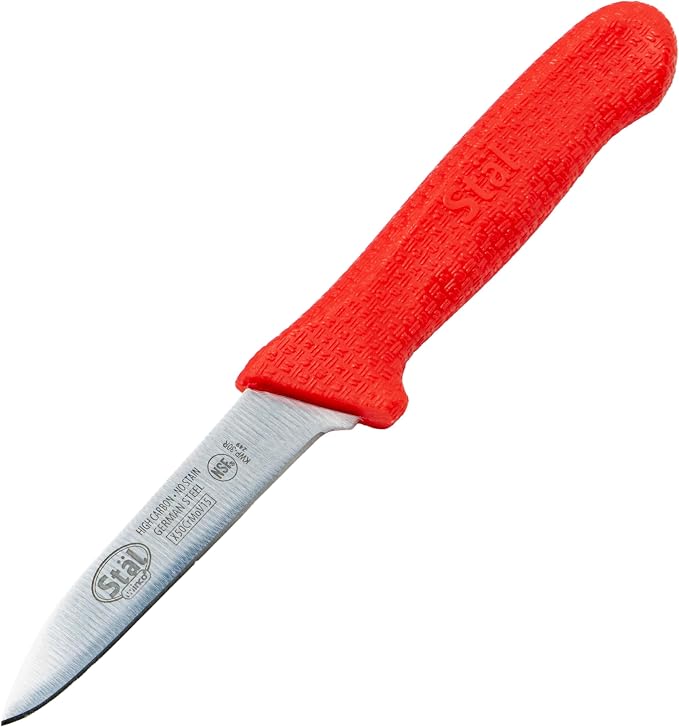 Winco 3-1/4" Paring Knives, Red PP Hdl, 2pcs/pk