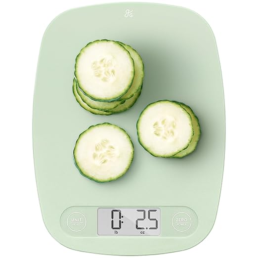 Greater Goods Food Scale – Digital Kitchen Scale, 1g Precision, Easy-Tare & Quick Conversion, Slim Compact Design, Durable & Portable | Ideal for Cooking, Baking & Meal Prep (Sage Green)