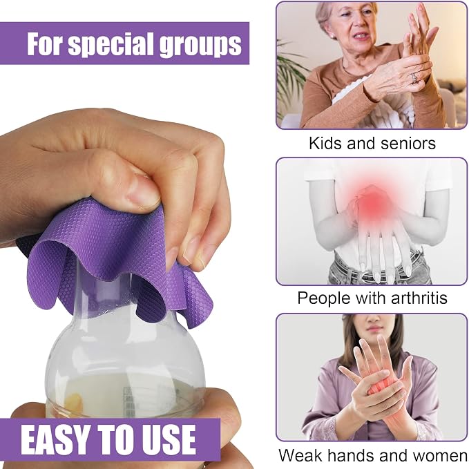 LUTER 4pcs Jar Opener Gripper Pad for Seniors with Weak Hands, Rubber | Multi-function Silicone Bottle Opener Lid Cap Rubber Gripper Pads Kitchen Coasters Gadgets, Blue, Green, Gray, Purple