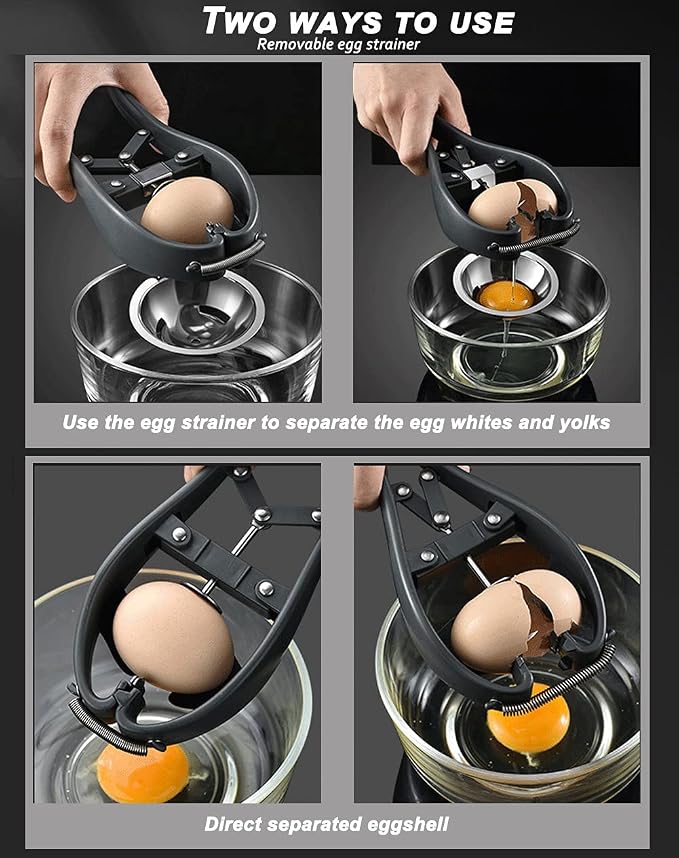 DUEBEL Stainless Steel Egg Separator Automatic Egg Cracker for Raw Egg White Separator Tool Handheld Egg Opener Easy Eggshell Cutter Creative Kitchen Gadget Tool