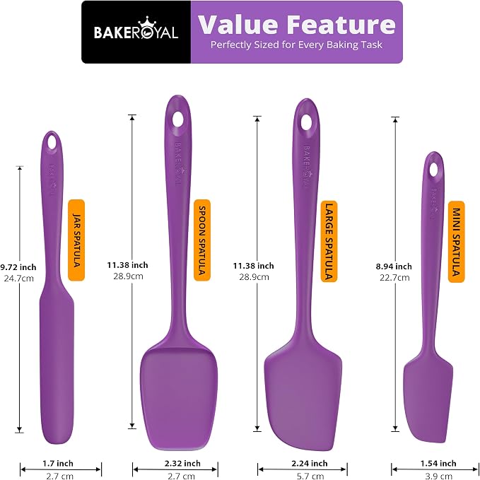 BakeRoyal Silicone Spatulas Set - Purple