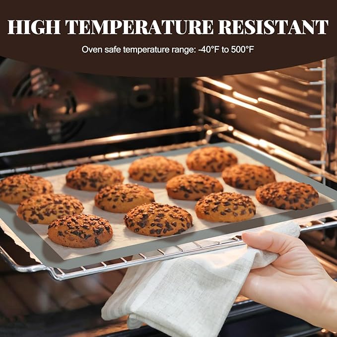 Silicone Baking Mat Set, Nonstick Reusable Liners, 2 Half & 1 Quarter Sheet for Cookies, Bread, Pastry, Dough Prep and Oven Baking