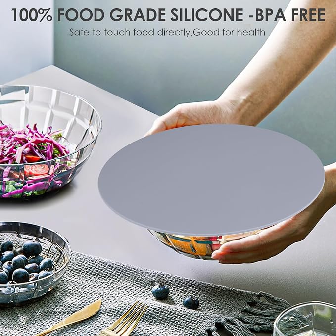 12 Inch Multi-Purpose Silicone Mat, As Drying Mat, Microwave Mat, Trivet, Pot Holder, Placemat, Utensils Rest, Pad for Hot Pans Plates Dishes Kitchen Countertop, Heat Resistant Mat, Light Gray 2 Pack