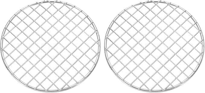 uxcell 2 Pcs Round Cooking Rack, Dia 5.9 Inch Stainless Steel Grill Grate Cross Wire Barbecue Grill for Cooking Baking Air Fryer Racks, Silver