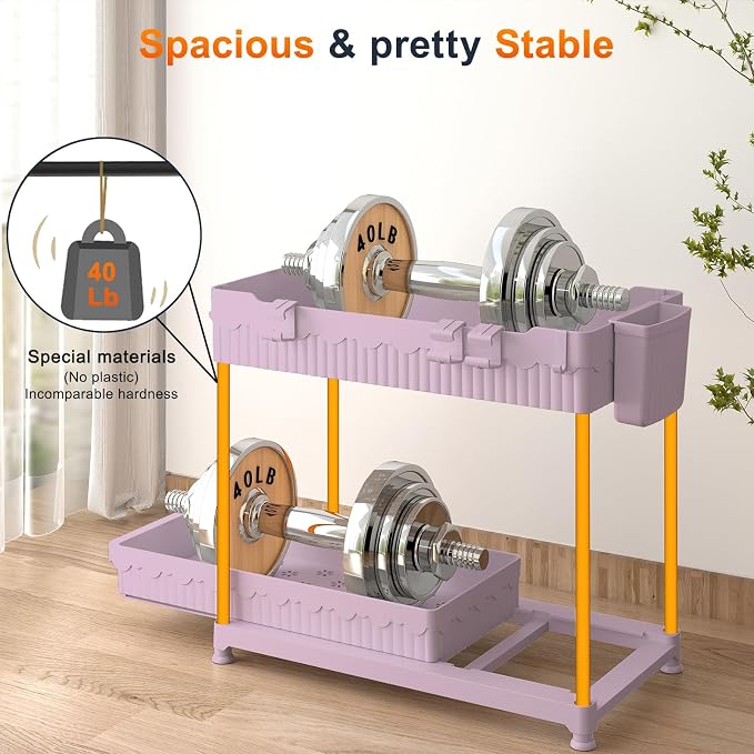 4-Pack 2-Tier Under Sink Organizer with Pull Out Drawers | Multi-use kitchen & bathroom storage. Includes hanging hooks and cups. Pink, space-saving cabinet design. 12.8 Inch