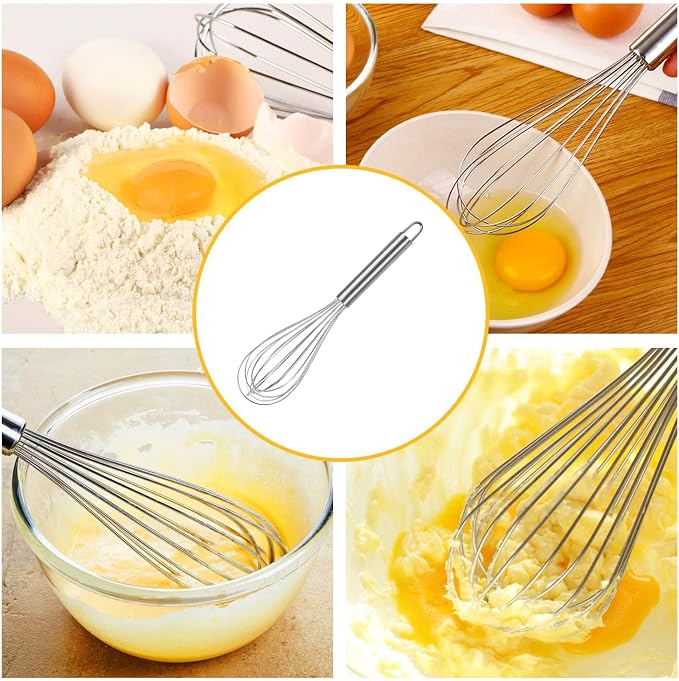 Stainless Steel Wire Whisk Set – 3 Pack, 10 Inch Balloon Whisk