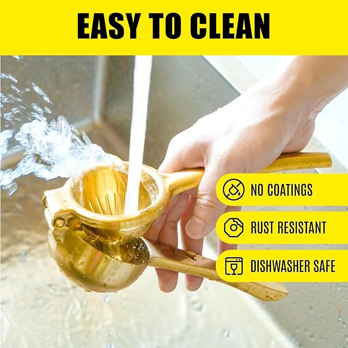 SHIKORI Lemon Squeezer, Large Heavy Duty Handhelp Juicer for Lemon, Stainless Steel Hand Press Citrus Juicer, Lime Squeezer Bar Tool, Manual Citrus Press (Gold)