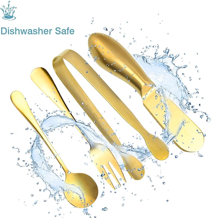 Funland 14 PCs Gold Cheese Spreader Knives Set, Butter Knife Spreaders for Cheese Board Accessories, Mini Cheese Knife Slicer with Serving Tongs Spoons and Fruit Forks Charcuterie Utensils - Gold