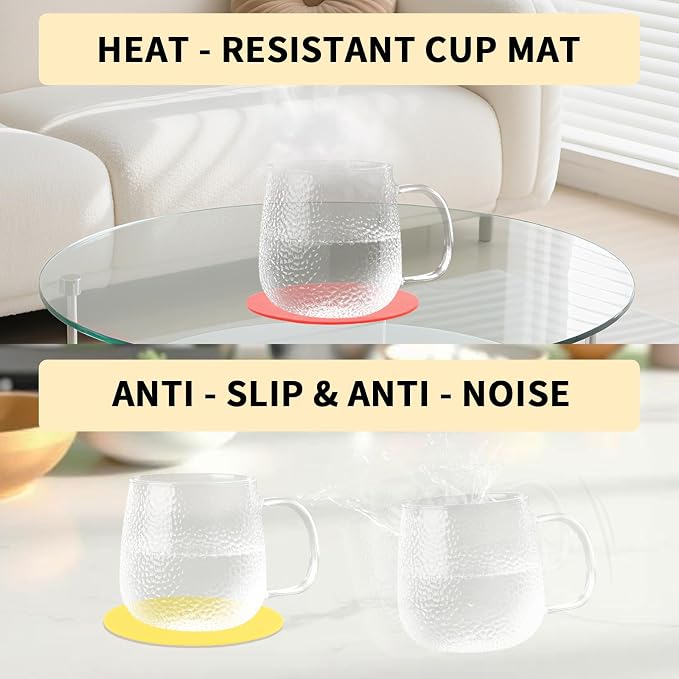 Jar Opener Gripper Pads 4-Pack, 5 Inch Round Silicone Non-Slip Bottle Lid Opener for Easy Opening, Heat-Resistant Cup Coasters, Food-Grade Silicone, Reusable Kitchen Helper