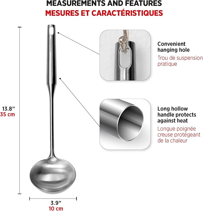 Starfrit Stainless Steel 13.8'' Asian Style Ladle -Perfect for Wok Cooking, Soups and Sauces