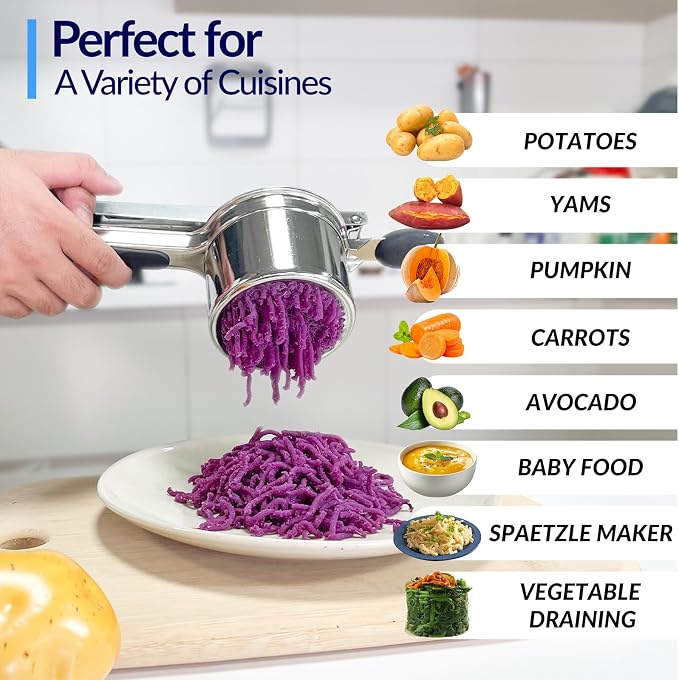 SPEENSUN Potato Ricer, Ricer for Mashed Potatoes, 15oz and 2 Interchangeable Cups Spaetzle Maker for Fluffy Mashed Potatoes,Detachable and Heavy Duty Stainless Steel Potato Masher for Baby food