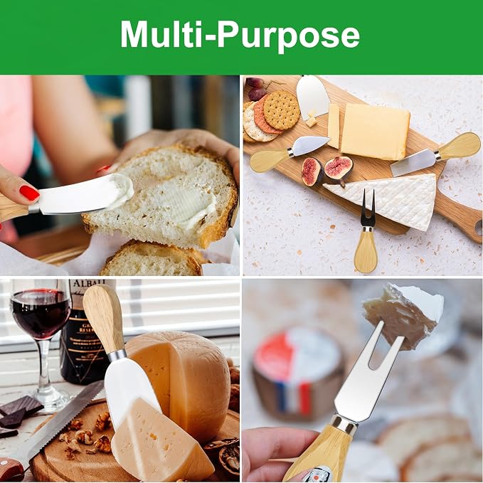 10 Pcs Cheese Knives, Wooden Handle Cheese Knife Set for Charcuterie Board, Mini Steel Stainless Cheese Cutter, Spreader, Fork for Party Wedding Christmas, Charcuterie Accessories