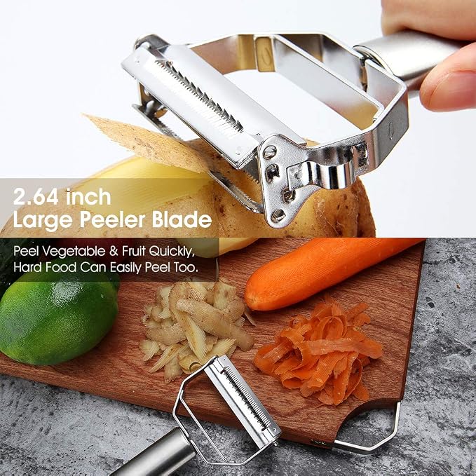 Potato Peeler Julienne Carrot Julienne & Peeler Stainless Steel Metal Fruit Vegetable Peeler Onion Slicer Chopper Onion Holder Tomato Cutter