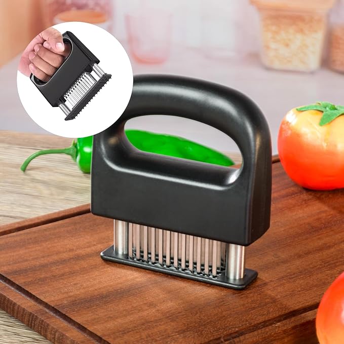 Stainless Steel Meat Tenderizer, Meat Hammer with Non-Slip Handle and 48 Stainless Steel Blades, Meat Mallet for Beef, Chicken, and Pork
