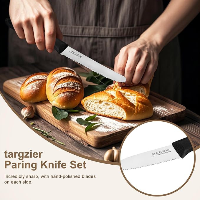 Paring Knife Set 6PCS, Ultra Sharp Kitchen Knife, Cutting & Peeling Knives, Kitchen Knives for Home Essentials, PP Plastic Handle-Black