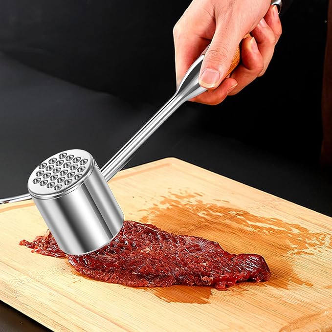 1Pcs Meat Tenderizer Stainless Steel Handheld Meat Tenderizer Hammer Mallet Dishwasher Safe Meat Tool Press for Steak Chicken Pork