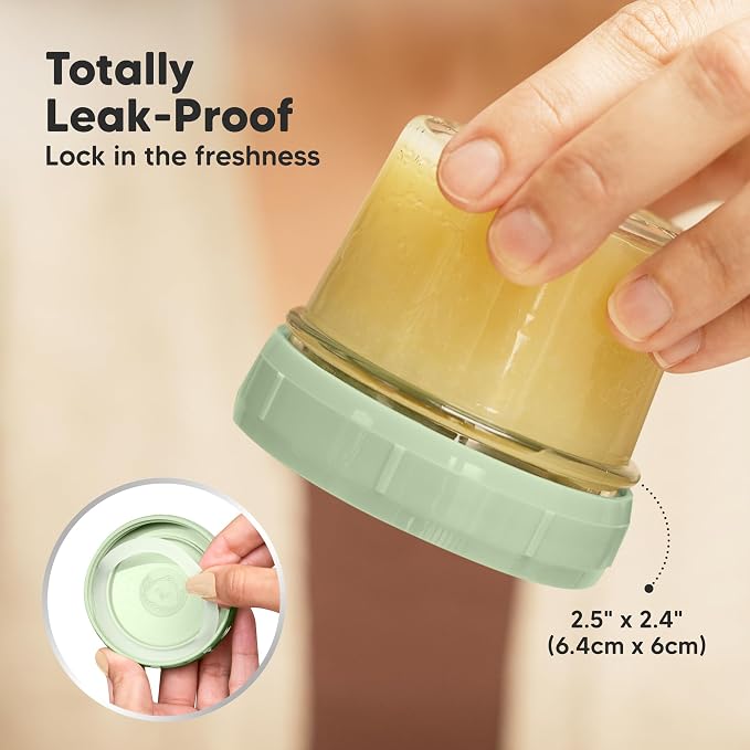 KeaBabies 6pk 4oz Glass Baby Food Containers with Lids, Leak-Proof (Sage) | Microwavable Small Glass Jars, Baby Purees, Toddler Snack Storage Containers, BPA-Free, Dishwasher-safe, Freezer Safe