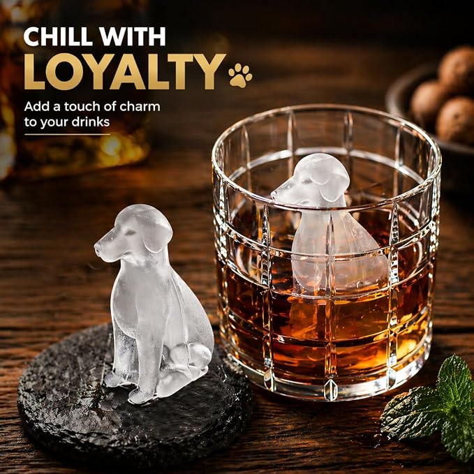 Dog Ice Cube Tray Mold - Cute Fun Ice Molds Gifts for Dog Lovers Women Men | 3D Labrador Shape Cute Ice Molds for Whiskey Bourbon, 4-Hole Large Fun Shapes Themed Funny Gifts, for Dog Lovers Women Men