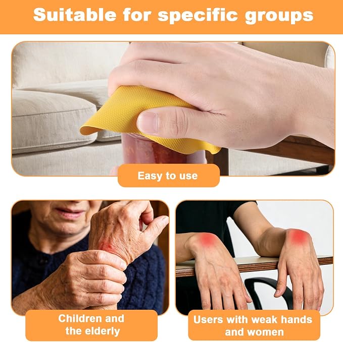 LUTER 4pcs Jar Opener Gripper Pad for Seniors with Weak Hands, Rubber | Multi-function Silicone Bottle Opener Lid Cap Rubber Gripper Pads Kitchen Coasters Gadgets, Yellow, Gray