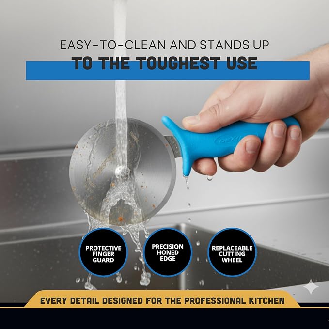 Dexter-Russell P177AH 4-Inch Pizza Cutter with High-Heat Blue Handle | DEXSTEEL® Stain-Free High Carbon Steel Blade | Commercial Grade, Dishwasher Safe