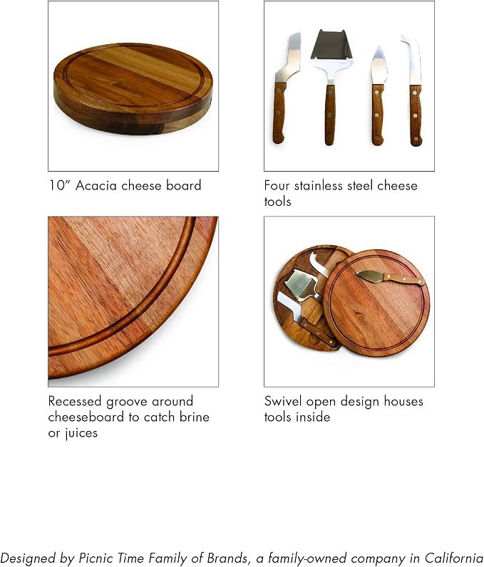 Toscana Monogram Initials W Personalized Acacia Circo Cheese Cutting Board & Tools Set