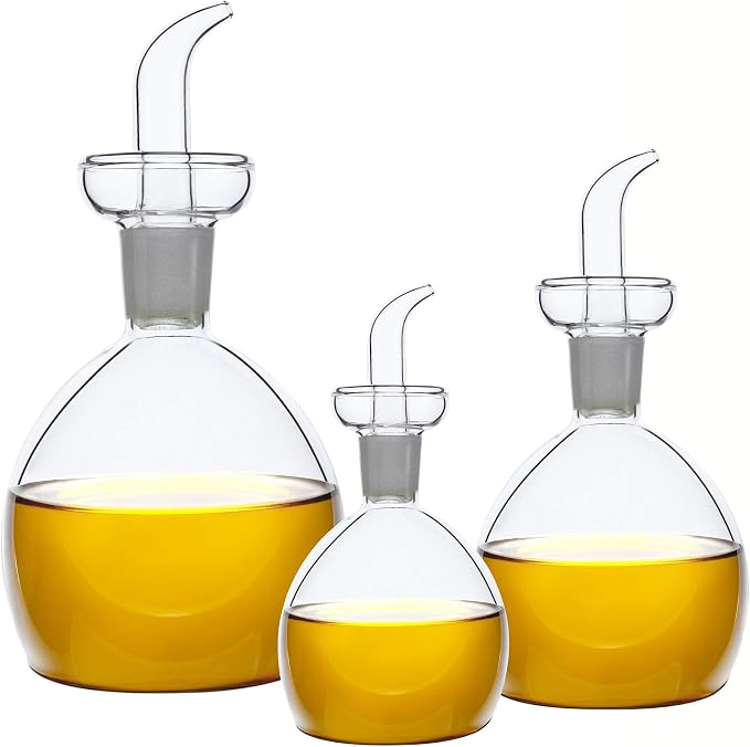 5 oz / 150 ml No Funnel Needed Olive Oil & Vinegar Dispenser Glass Cruet Decanter for Kitchen,Lab glassware seal handicraft Keeps Fresh Longer (Pack of 2)