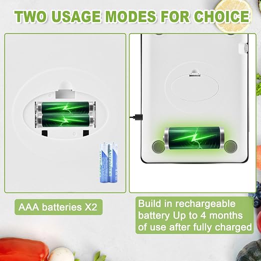 Digital Kitchen Scale, 33lb Food Scale Precisely Measures Grams and Ounces for Baking, Cooking, and Meal Prep, Rechargeable 304 Stainless Steel with LCD Display, Batteries and USB Charging Included