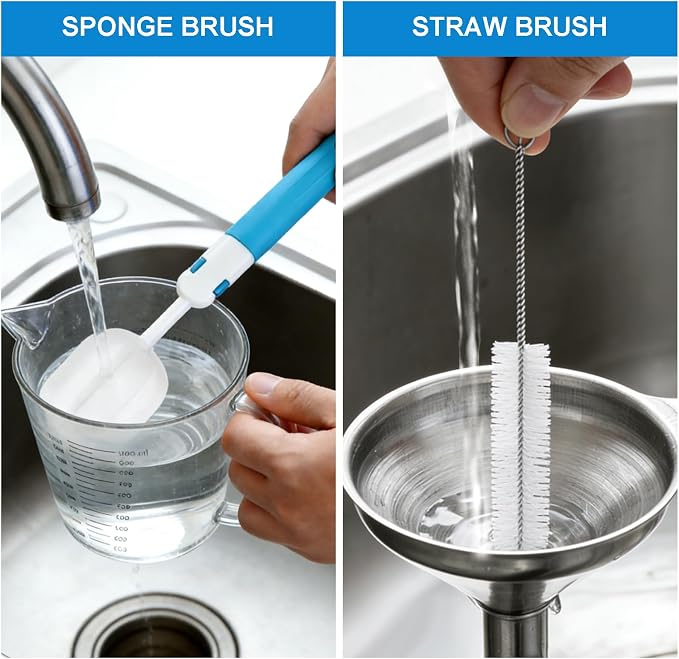 Measuring Cups and Spoons Set 26 Piece, 11 Stainless Steel Nesting Measuring Spoons and Cups with 8 Plastic Measuring Cup, 3 Funnel, 3 Brush, 1 Ruler, Measuring Cup Set for Kitchen Baking Liquid Dry
